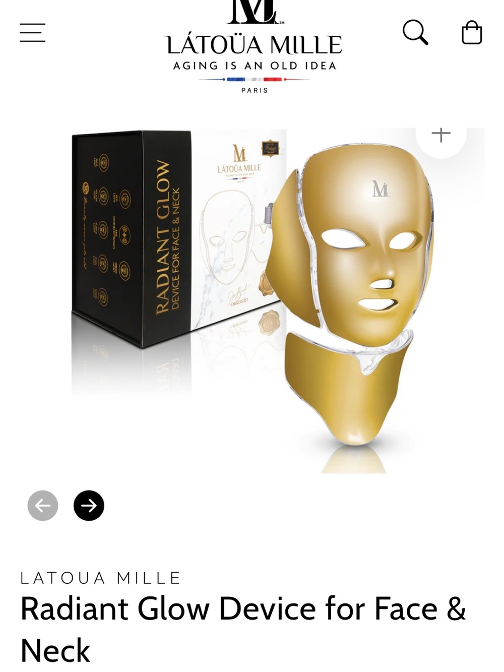LATOUA MILLE Radiant Glow Face & Neck LED Mask - Gold